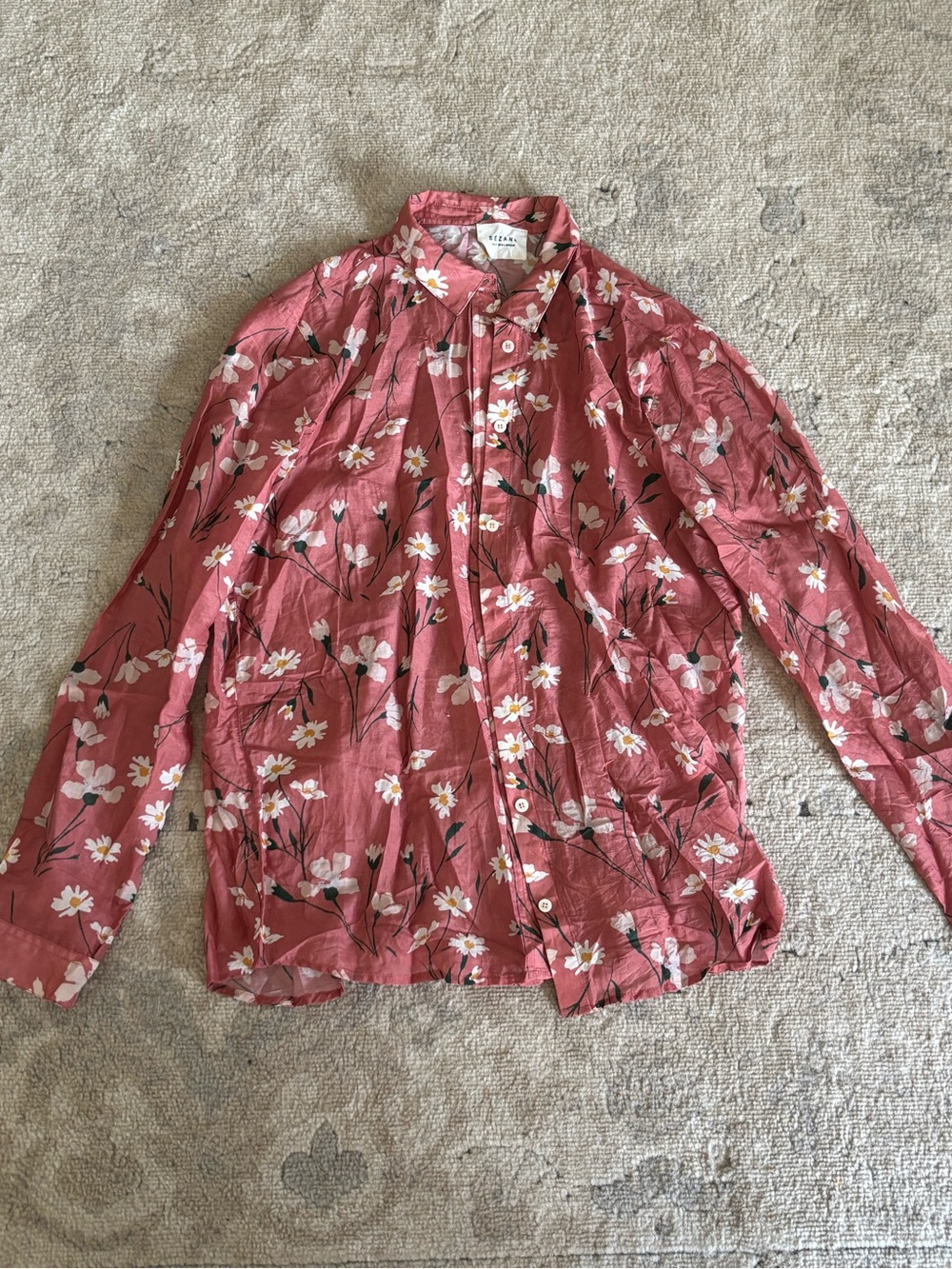 Sezane Floral Rose Button-Up Shirt